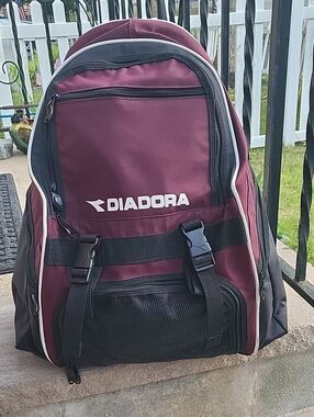 Diadora Men's Maroon and Black Sports Backpack